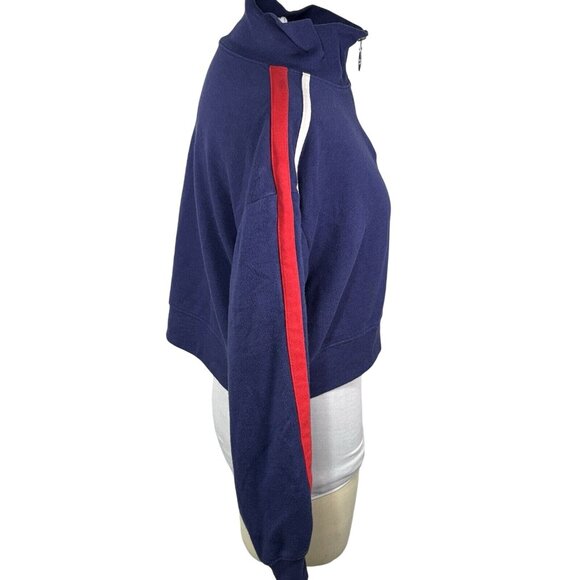 H&M Divided Womens Blue & Red Striped Quarter-Zip Sweatshirt S - Picture 2 of 5